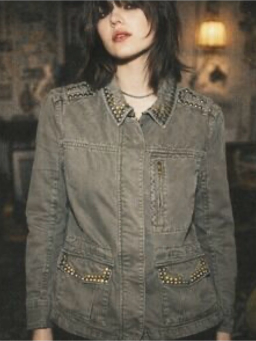 Sanctuary‎ Anthropologie Military Stud-Trim Utility Jacket Embellished Small S